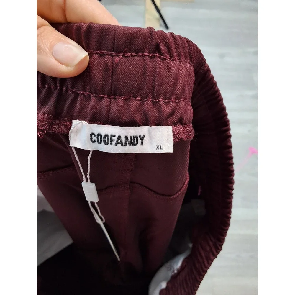 COOFANDY Mens Burgundy Elastic Waist Drawstring Lounge Pants XL New